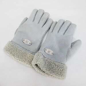 セリーヌ CELINE 手袋 5本指 ムートン グローブ ライトブルー 水色 服飾小物 フランス製 レディース