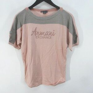 アルマーニエクスチェンジ A/X ARMANI EXCHANGE 半袖 ニット カットソー XS ピンク系 ロゴ 刺繍 ステッチ 綿 コットン レディース