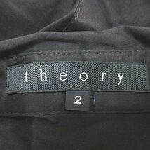 セオリー theory 七分袖 シャツ ブラウス 2 黒系 ブラック 日本製 ストレッチ 胸ポケット 綿 コットン 無地 レディース_画像3