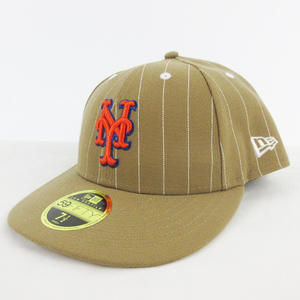 ニューエラ NEW ERA キャップ 帽子 ニューヨーク ヤンキース 7 1/2 59.6ｃｍ ストライプ ベージュ メンズ