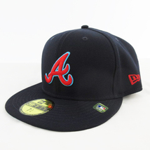 ニューエラ NEW ERA キャップ 帽子 Atlanta Braves アトランタ・ブレーブス 7 3/4 61.5ｃｍ 紺 ネイビー メンズ_画像1