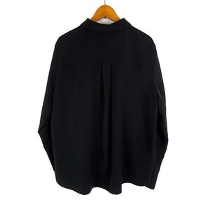 エイチ&エム H&M シャツ ブラウス 比翼ボタン とろみ 落ち感 長袖 M 黒 ブラック レディースの画像2