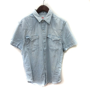 リーバイス Levi's シャツ 半袖 ダメージ加工 S 青 ブルー /YI メンズ