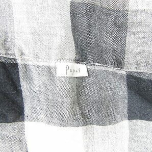 パパス Papas ハーフボタンシャツ 半袖 50L ブラック ブロックチェック kz7496 メンズの画像5