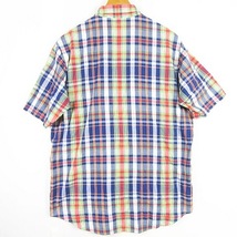 パパス Papas BDシャツ 半袖 綿 L ブルー グリーン レッド チェック kz7497 メンズ_画像4