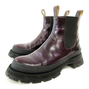  Jil Sander JIL SANDER side-gore boots leather Chelsea boots Italy made 40 approximately 25cm purple series #U90 men's 