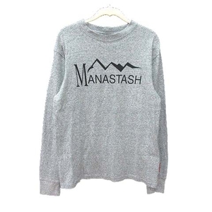 マナスタッシュ Manastash Tシャツ カットソー 長袖 指ぬき クルーネック ロゴプリント M グレー /CT メンズ