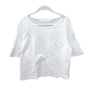 エムプルミエ M-Premier Tシャツ カットソー 五分袖 フレア袖 スリット ボートネック 38 白 ホワイト /CT レディース