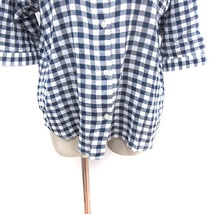 コーエン coen ステンカラーシャツ ブラウス ギンガムチェック 五分袖 F 紺 ネイビー /AU レディース_画像4