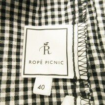 ロペピクニック ROPE Picnic ブラウス Vネック 七分袖 キャンディースリーブ スカラップ 刺繍 レース チェック 40 黒 ブラック /AH5 ☆_画像6