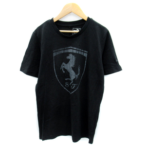 プーマ PUMA × フェラーリ ferrari Tシャツ カットソー 半袖 ラウンドネック ロゴプリント XS 黒 ブラック /SY31 メンズ