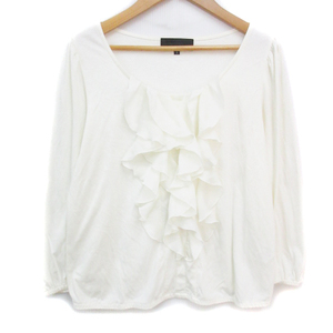  Untitled UNTITLED cut and sewn T-shirt long sleeve round neck frill .. feeling plain 3 white white /FF30 lady's 