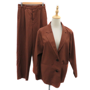  Lowrys Farm formal setup top and bottom tailored jacket strut pants ankle height plain L Brown lady's 