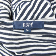 ロペ ROPE ワンピース ミニ丈 半袖 ラウンドネック ボーダー柄 薄手 M ネイビー 紺 グレー /YM21 レディース_画像5