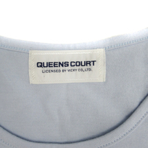 クイーンズコート QUEENS COURT Tシャツ カットソー 半袖 ラウンドネック 刺繍 青 ブルー /SM1 レディース_画像4