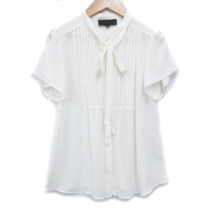  Untitled UNTITLED shirt blouse short sleeves band color ribbon attaching .. feeling plain 0 white white /FF40 lady's 