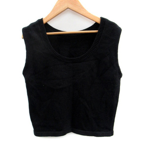  Moussy moussy knitted cut and sewn no sleeve round neck linenF black black /SM12 lady's 