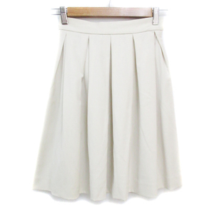  swing ruSwingle pleated skirt knee height plain XS ivory /FF48 lady's 