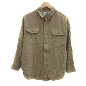 ディスコート Discoat カジュアルシャツ 長袖 無地 オーバーサイズ F ライトブラウン /YS33 メンズ