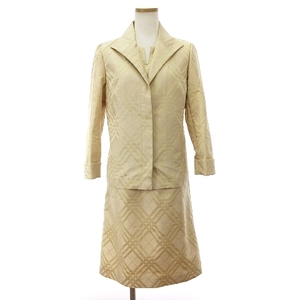  Burberry London suit jacket One-piece tailored 3B no sleeve knee height check beige 38 L corresponding #GY14 lady's 
