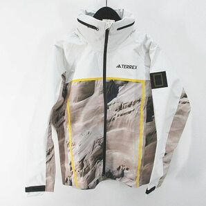 未使用品 アディダス adidas アウトドア レインウェア ナショナル ジオグラフィック RAIN. RDY ジャケット M 白 ホワイト ジップアップ 総の画像1