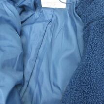 ショコラフィネローブ chocol raffine robe フーデッド ボアコート F 青系 ブルー ポケット ジップアップ 裏地 レディース_画像7