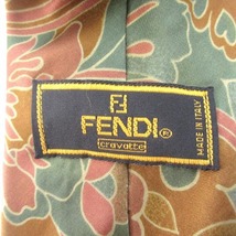 フェンディ FENDI ネクタイ レギュラータイ 総柄 花柄 フラワー シルク100％ ブラウン 茶 マルチカラー ■GY18 メンズ_画像5