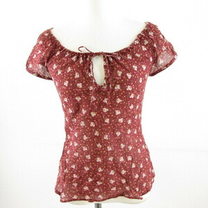  united * color z*ob* Benetton UNITED COLORS OF BENETTON cut and sewn no sleeve floral print bordeaux red S *A492 lady's 