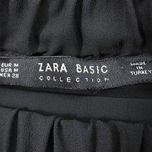 ザラ ベーシック ZARA BASIC スカート フレア プリーツ ひざ丈 ウエストゴム 薄手 ライン M 黒 赤 ブラック レッド ボトムス レディース_画像6