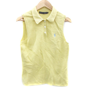  Ralph Lauren RALPH LAUREN polo-shirt no sleeve Polo color embroidery M yellow yellow color /YM40 lady's 