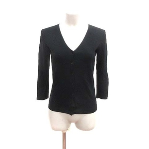  Indivi INDIVI cardigan knitted V neck long sleeve 38 black black /YK lady's 