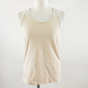  L ELLE tank top race stretch beige 38 *A463 lady's 