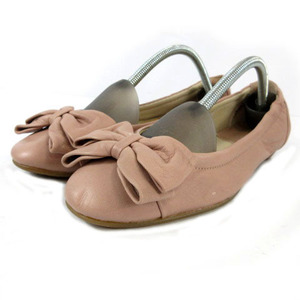  Ginza Kanematsu GINZA Kanematsu ballet shoes pumps Flat ribbon leather made in Japan pink beige 24.5 lady's 