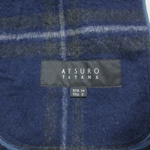 アツロウタヤマ ATSURO TAYAMA ロング コート フーディー エコファー ウール 日本サイズS相当 EUR34 USA2 紺 ネイビー X レディース_画像9