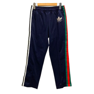 未使用品 グッチ GUCCI ×adidas 692113 XJEKX トラックパンツ ボトムス ジャージ コラボ ライン ロゴ XS 紺 ネイビー メンズ