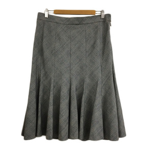  Moga MOGA skirt flair knees under mi leak wool Anne gola. check 15 gray black black lady's 