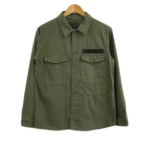 ベイフロー BAYFLOW シャツ ジャケット スタンダード プリント ロゴ 刺繍 長袖 2 緑 グリーン メンズ