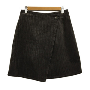  Beams BEAMS skirt pcs shape Mini corduroy LAP to coil waist rubber plain M tea Brown lady's 