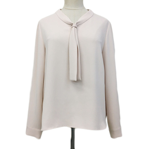  Natural Beauty Basic blouse cut and sewn pull over bow Thai plain long sleeve M beige Pink Lady -s