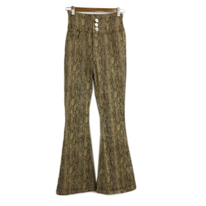  Spiral Girl SPIRALGIRL pants flair long high waist total pattern print stretch S tea beige Brown lady's 