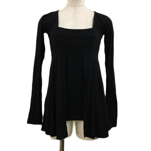  rienda rienda cut and sewn pull over square neck Layered manner plain long sleeve F black black lady's 