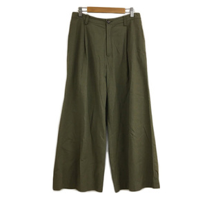  Florent FLORENT брюки Wide Long одноцветный высокий талия tuck 36 зеленый зеленый женский 