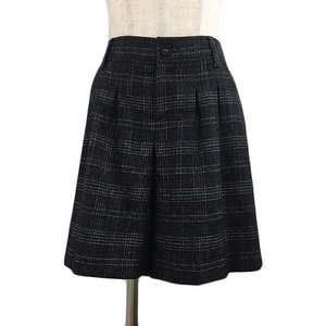 k Miki .k Kumikyoku KUMIKYOKU pants Short culotte wool tweed style check tuck 2 black white black white lady's 