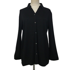  Indivi INDIVI shirt cut and sewn Skipper plain long sleeve 40 black black lady's 