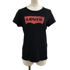 リーバイス Levi's Tシャツ カットソー プルオーバー クルーネック ロゴ プリント M 黒 赤 ブラック レッド レディース