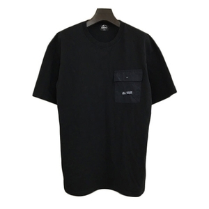 キャンプセブン CAMP7 Tシャツ カットソー プルオーバー クルーネック ナイロン ロゴ プリント 半袖 L 黒 ブラック メンズ
