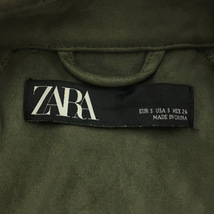 ザラ ZARA コート トレンチ スプリング ロング ベルト スエード調 長袖 USA S 緑 グリーン レディース_画像5