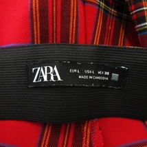 ザラ ZARA パンツ スキニー レギパン テーパード ハイストレッチ ワンポイント ロック チェック L 赤 レッド /CK19 ☆ レディース_画像6