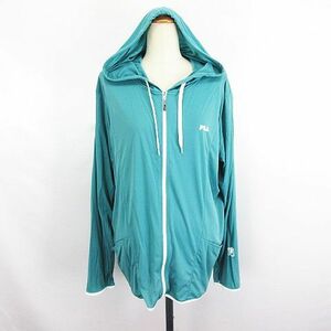 フィラ FILA ジャケット アウター 長袖 フード ジップアップ 指穴 ロゴ 薄手 4L グリーン スポーツウェア ※EKM レディース