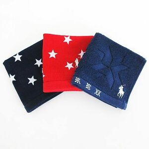 未使用品 ラルフローレン RALPH LAUREN ハンカチ ハンドタオル まとめ 3点セット 小物 総柄 ネイビー・レッド ※KM レディース